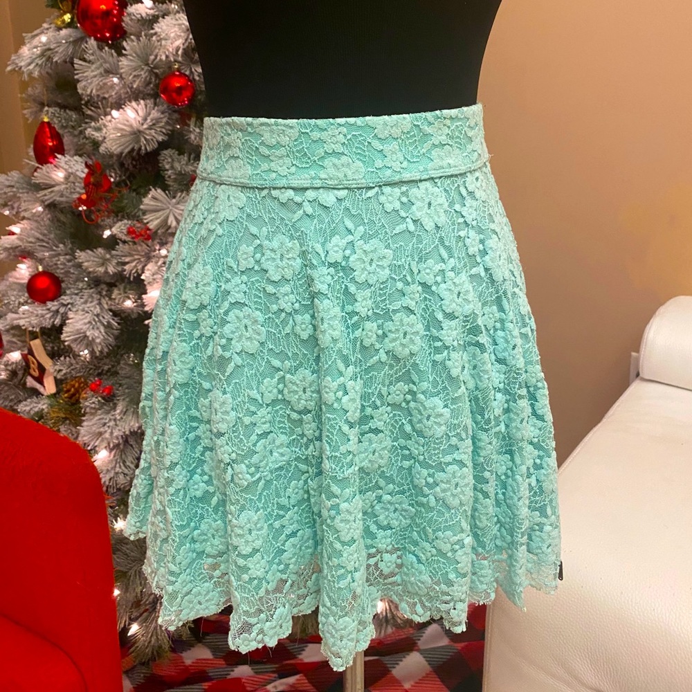 Light blue floral skater skirt